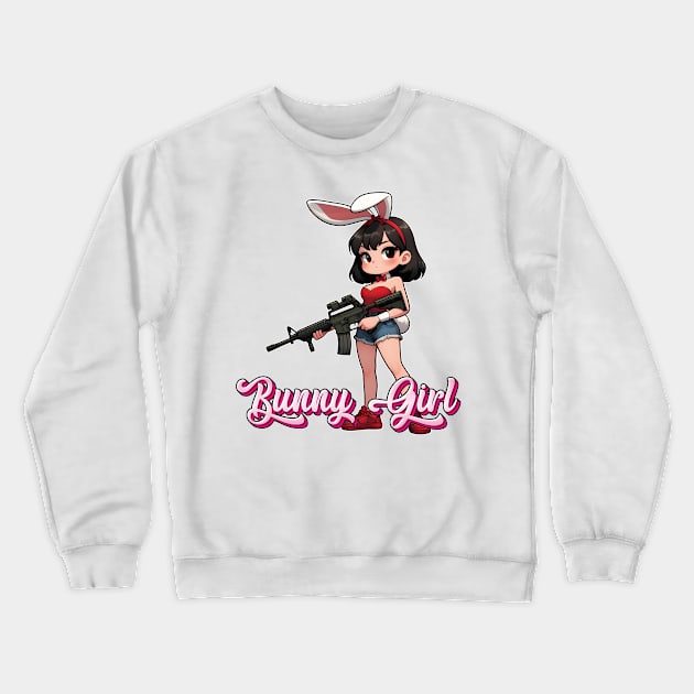 Tactical Bunny Girl Crewneck Sweatshirt by Rawlifegraphic